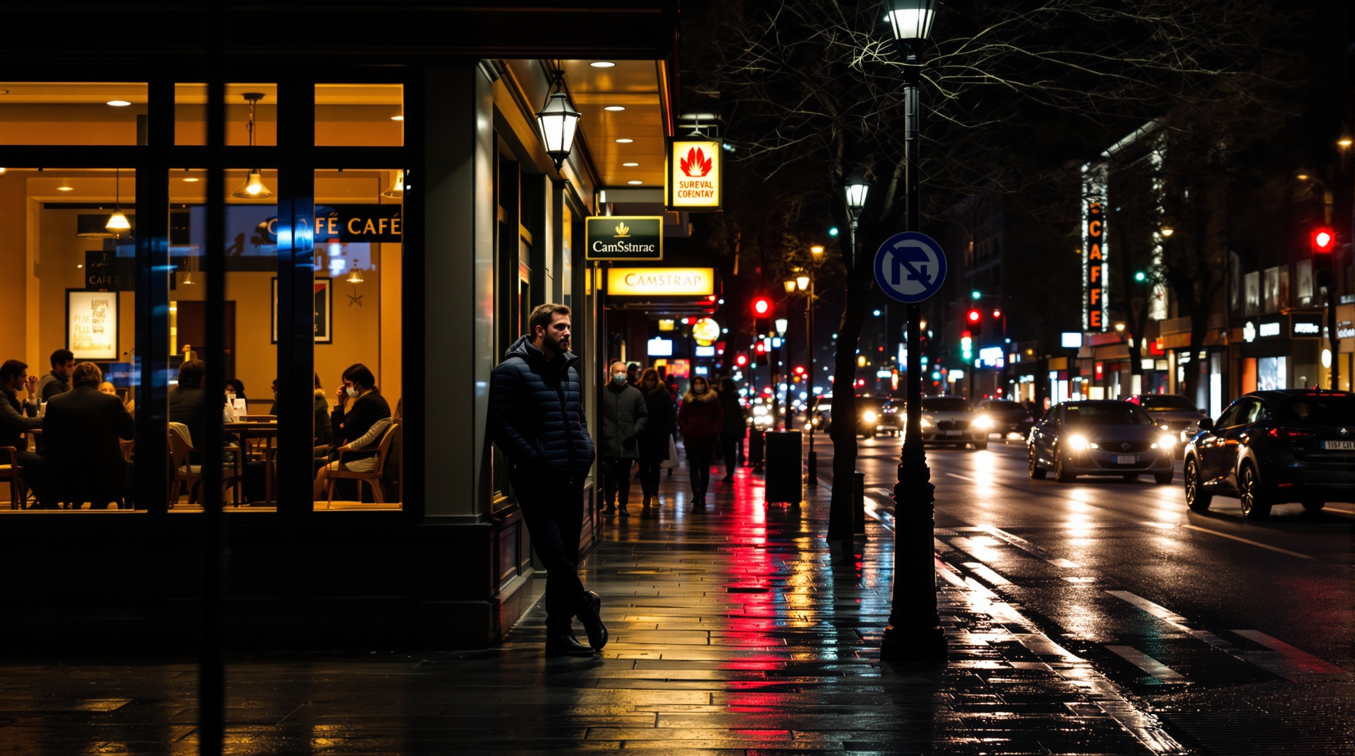 Photographer using a camera strap for extra stabilization while shooting in low light
